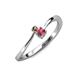 3 - Lucie 4.10 mm Bold Round Smoky Quartz and Rhodolite Garnet 2 Stone Promise Ring 