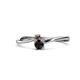 1 - Lucie 4.10 mm Bold Round Smoky Quartz and Black Diamond 2 Stone Promise Ring 