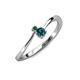 3 - Lucie 4.10 mm Bold Round Blue Diamond and Lab Created Alexandrite 2 Stone Promise Ring 