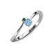 3 - Lucie 4.10 mm Bold Round Blue Topaz and Lab Created Alexandrite 2 Stone Promise Ring 