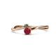 1 - Lucie 4.10 mm Bold Round Ruby and Lab Created Alexandrite 2 Stone Promise Ring 