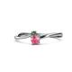 1 - Lucie 4.10 mm Bold Round Pink Tourmaline and Lab Created Alexandrite 2 Stone Promise Ring 