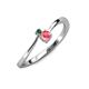 3 - Lucie 4.10 mm Bold Round Pink Tourmaline and Lab Created Alexandrite 2 Stone Promise Ring 