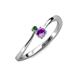 3 - Lucie 4.10 mm Bold Round Amethyst and Lab Created Alexandrite 2 Stone Promise Ring 