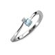 3 - Lucie 4.10 mm Bold Round Aquamarine and Lab Grown Diamond 2 Stone Promise Ring 