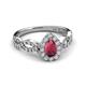 5 - Susan Prima Rhodolite Garnet and Diamond Halo Engagement Ring 