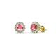 1 - Ayana Round Pink Tourmaline and Diamond Halo Stud Earrings 
