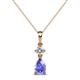 1 - Zaila Pear Shape Tanzanite and Round Natural Diamond Two Stone Pendant 