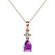 1 - Zaila Pear Shape Amethyst and Round Natural Diamond Two Stone Pendant 