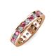 3 - Celina 3.00 mm Round Rhodolite Garnet and Lab Grown Diamond Eternity Band 