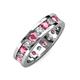 3 - Celina 3.40 mm Round Pink Tourmaline and Lab Grown Diamond Eternity Band 
