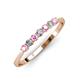 2 - Reina 2.60 mm Pink Tourmaline and Lab Grown Diamond 7 Stone Wedding Band 