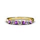 1 - Reina 3.00 mm Amethyst and Lab Grown Diamond 7 Stone Wedding Band 