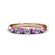 1 - Reina 3.00 mm Amethyst and Lab Grown Diamond 7 Stone Wedding Band 
