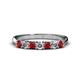 1 - Reina 3.00 mm Red Garnet and Lab Grown Diamond 7 Stone Wedding Band 