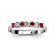 3 - Reina 3.00 mm Red Garnet and Lab Grown Diamond 7 Stone Wedding Band 