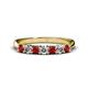 1 - Reina 3.00 mm Red Garnet and Lab Grown Diamond 7 Stone Wedding Band 