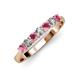 2 - Reina 3.00 mm Rhodolite Garnet and Lab Grown Diamond 7 Stone Wedding Band 