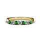 1 - Reina 3.00 mm Emerald and Lab Grown Diamond 7 Stone Wedding Band 