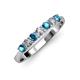 2 - Reina 3.00 mm London Blue Topaz and Lab Grown Diamond 7 Stone Wedding Band 