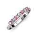 2 - Reina 3.00 mm Pink Tourmaline and Lab Grown Diamond 7 Stone Wedding Band 