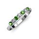 2 - Reina 3.00 mm Green Garnet and Lab Grown Diamond 7 Stone Wedding Band 
