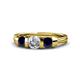 1 - Raea 1.13 ctw Lab Grown Diamond and Blue Sapphire Three Stone Engagement Ring 
