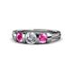 1 - Raea 1.13 ctw Lab Grown Diamond and Pink Sapphire Three Stone Engagement Ring 