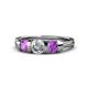1 - Raea 1.13 ctw Lab Grown Diamond and Amethyst Three Stone Engagement Ring 