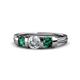 1 - Raea 1.13 ctw Lab Grown Diamond and Emerald Three Stone Engagement Ring 