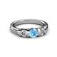 3 - Raea Blue Topaz and Lab Grown Diamond Three Stone Engagement Ring 