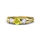 1 - Raea Yellow Diamond and White Lab Grown Diamond Three Stone Engagement Ring 
