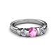 3 - Raea Lab Created Pink Sapphire and Lab Grown Diamond Three Stone Engagement Ring 