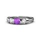 1 - Raea Amethyst and Lab Grown Diamond Three Stone Engagement Ring 