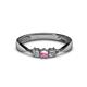 1 - Rylai Pink Tourmaline and Lab Grown Diamond Three Stone Engagement Ring 