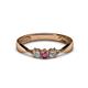 1 - Rylai Rhodolite Garnet and Lab Grown Diamond Three Stone Engagement Ring 