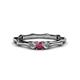 1 - Twyla Lab Grown Diamond and Rhodolite Garnet Three Stone Ring 