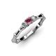 2 - Twyla Lab Grown Diamond and Rhodolite Garnet Three Stone Ring 