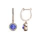 1 - Ilona (5mm) Round Tanzanite and Diamond Halo Dangling Earrings 