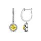1 - Ilona (5mm) Round Lab Created Yellow Sapphire and Diamond Halo Dangling Earrings 