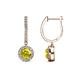 1 - Ilona (5mm) Round Yellow and White Diamond Halo Dangling Earrings 