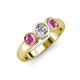 3 - Naava Pink Sapphire and Lab Grown Diamond Three Stone Engagement Ring 