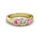 4 - Naava Pink Sapphire and Lab Grown Diamond Three Stone Engagement Ring 