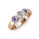 3 - Naava Tanzanite and Lab Grown Diamond Three Stone Engagement Ring 