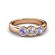 4 - Naava Tanzanite and Lab Grown Diamond Three Stone Engagement Ring 