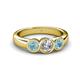 4 - Naava Aquamarine and Lab Grown Diamond Three Stone Engagement Ring 