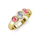 3 - Naava Pink Tourmaline and Lab Grown Diamond Three Stone Engagement Ring 