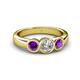 4 - Naava Amethyst and Lab Grown Diamond Three Stone Engagement Ring 