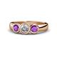 1 - Naava Amethyst and Lab Grown Diamond Three Stone Engagement Ring 