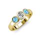 3 - Naava Blue Topaz and Lab Grown Diamond Three Stone Engagement Ring 